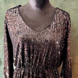 Black Sparkle Express Long Sleeve Dress-Medium